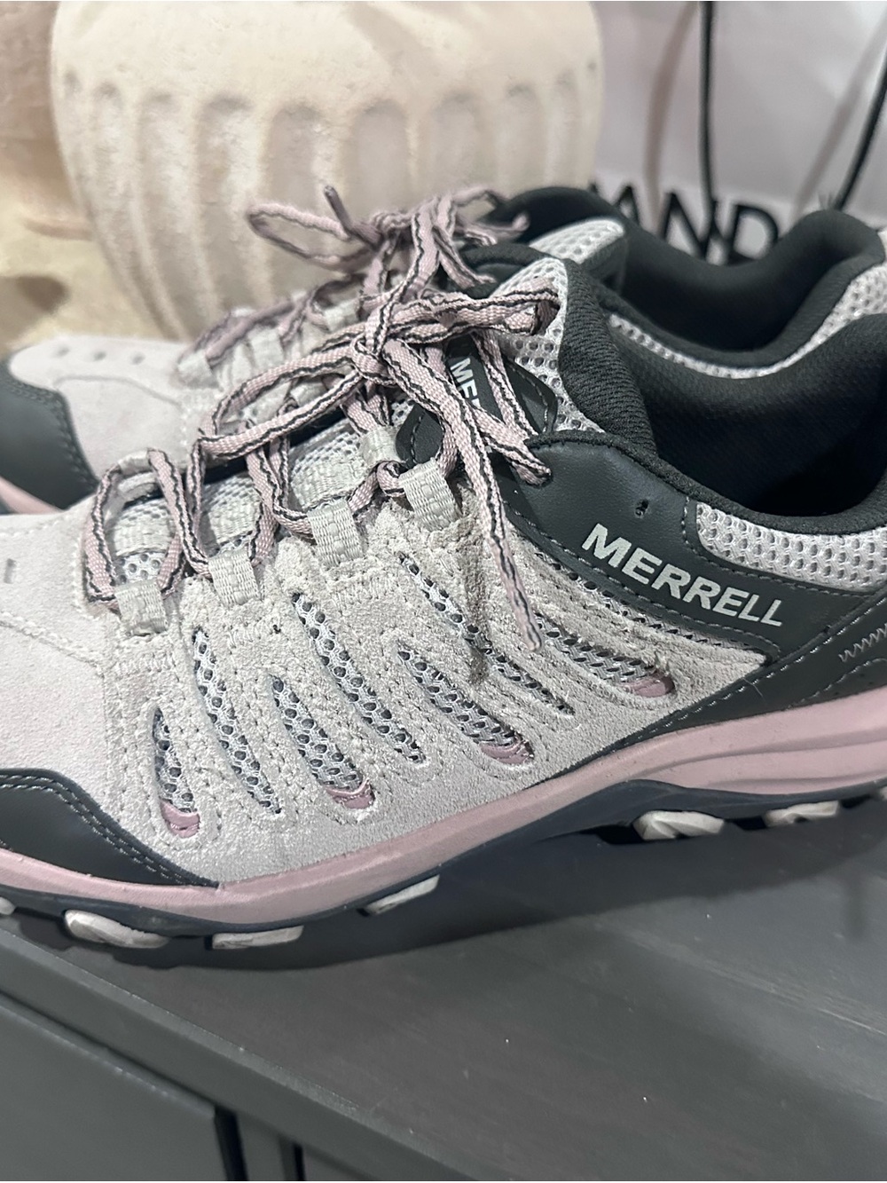 Merrell Women's Light Gray and Pink Trail Sneakers